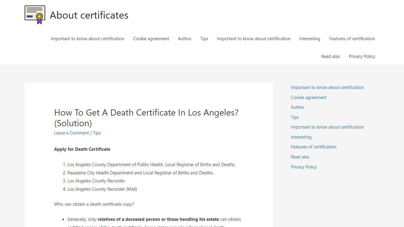 How To Get A Death Certificate In Los Angeles? (Solution)